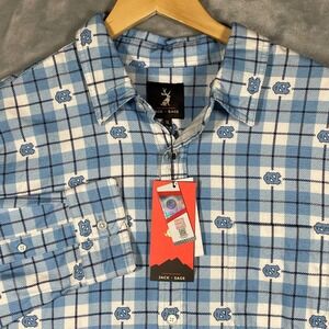 Jack Sage UNC Tar Heels Plaid Flannel Shirt Long Sleeve Mens XL Blue White NEW